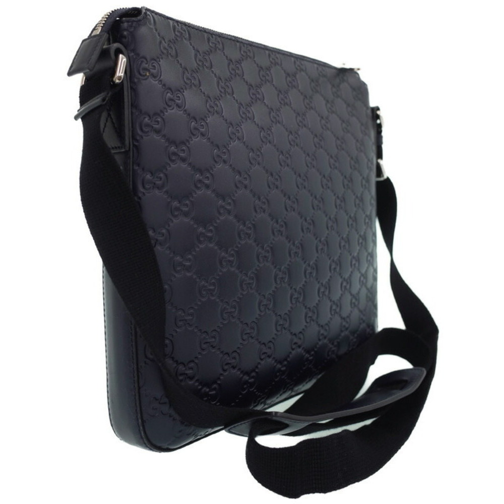 Gucci Signature Messenger ssima Black Bag Leather Crossbody